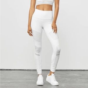 White High-Waist Moto Legging